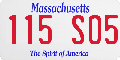 MA license plate 115SO5