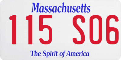 MA license plate 115SO6