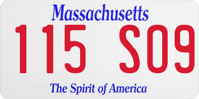 MA license plate 115SO9