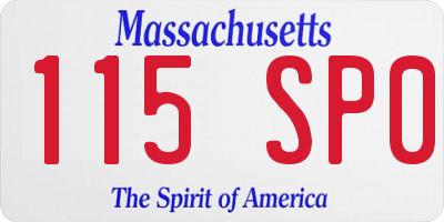 MA license plate 115SP0