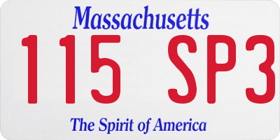MA license plate 115SP3