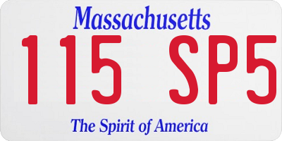 MA license plate 115SP5