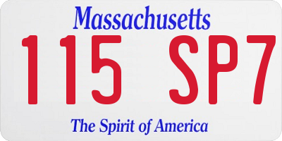 MA license plate 115SP7