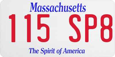 MA license plate 115SP8