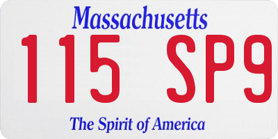MA license plate 115SP9