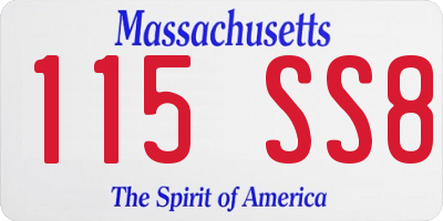 MA license plate 115SS8