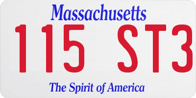 MA license plate 115ST3