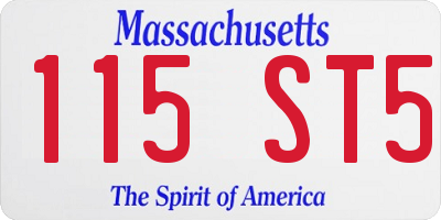 MA license plate 115ST5