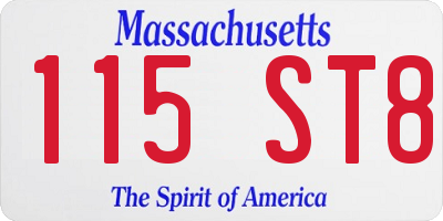 MA license plate 115ST8