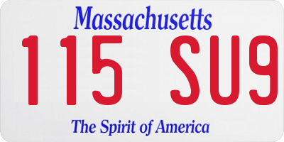 MA license plate 115SU9