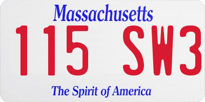 MA license plate 115SW3