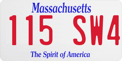 MA license plate 115SW4