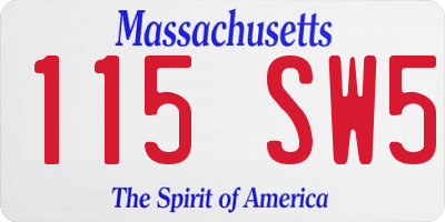 MA license plate 115SW5