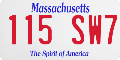 MA license plate 115SW7