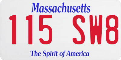 MA license plate 115SW8