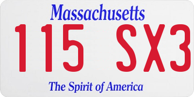 MA license plate 115SX3