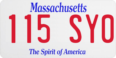 MA license plate 115SY0