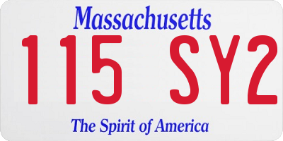 MA license plate 115SY2