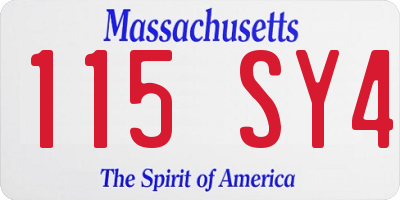 MA license plate 115SY4