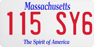 MA license plate 115SY6