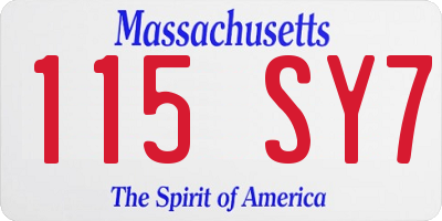 MA license plate 115SY7