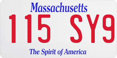 MA license plate 115SY9
