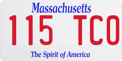 MA license plate 115TC0