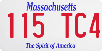 MA license plate 115TC4