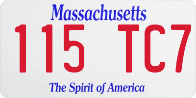 MA license plate 115TC7