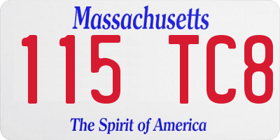 MA license plate 115TC8