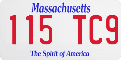 MA license plate 115TC9