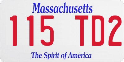 MA license plate 115TD2