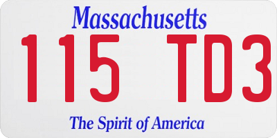 MA license plate 115TD3