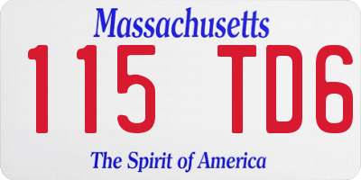 MA license plate 115TD6