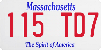 MA license plate 115TD7