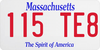 MA license plate 115TE8
