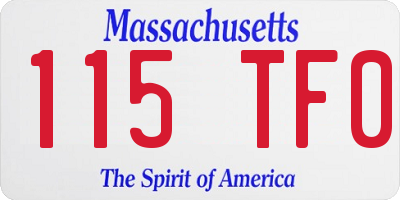 MA license plate 115TF0