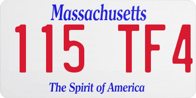 MA license plate 115TF4