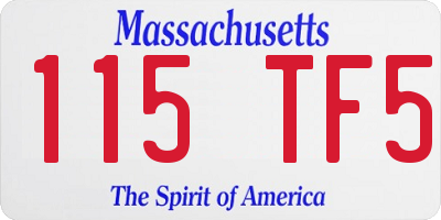 MA license plate 115TF5