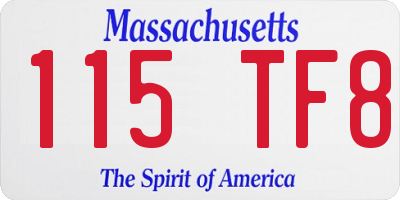 MA license plate 115TF8