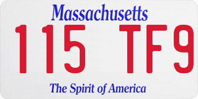 MA license plate 115TF9