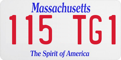 MA license plate 115TG1