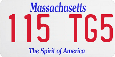 MA license plate 115TG5