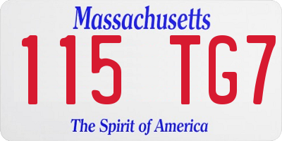 MA license plate 115TG7