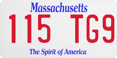 MA license plate 115TG9