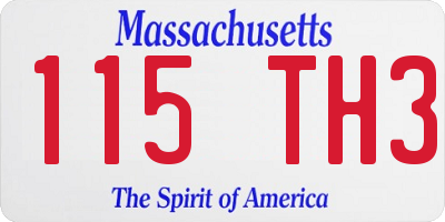 MA license plate 115TH3
