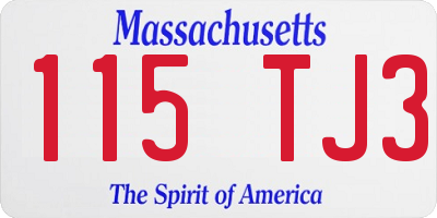 MA license plate 115TJ3