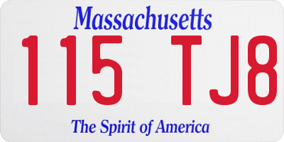 MA license plate 115TJ8