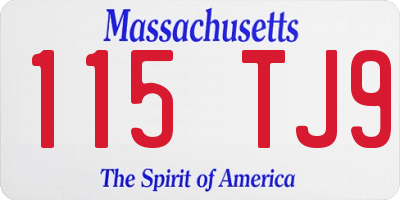 MA license plate 115TJ9