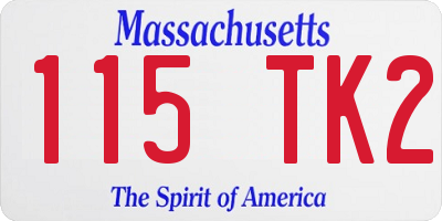 MA license plate 115TK2